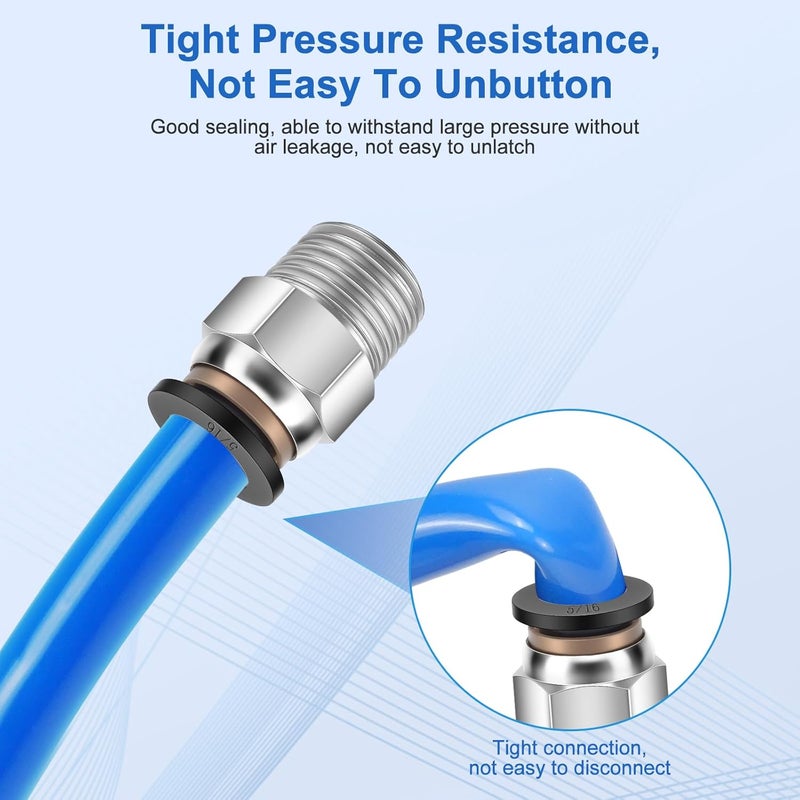 cnaodun 12 Pcs Push to Connect Fittings 5/16 Inch Tube OD x 1/4 Inch NPT Thread Pneumatic Male Straight and Elbow Quick Connect Air line fittings - Image 4